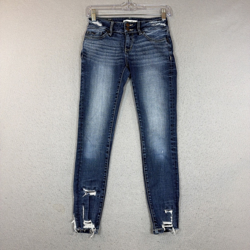 BKE Stella Low Rise Ankle Slim Fit Jeans Size 24 Distressed Ripped Denim Stretch